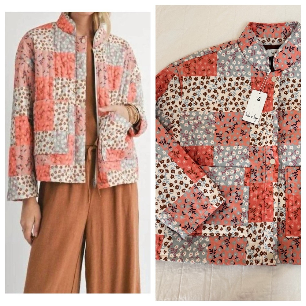 Sadie & Sage‎ Patchwork Quilt Jacket Women's XS Oversized NWT $98 Cottagecore